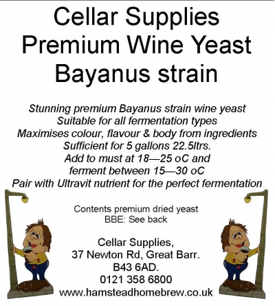 cellar supplies premium wine yeast bayanus sachet